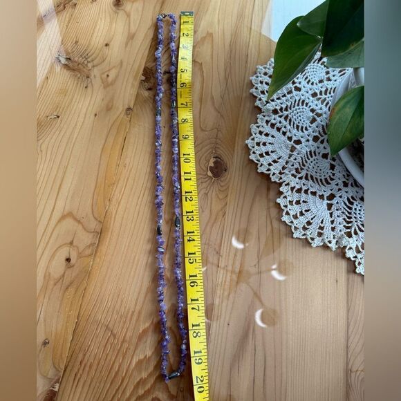 Vintage Genuine amethyst & hematite long necklace - Picture 5 of 7